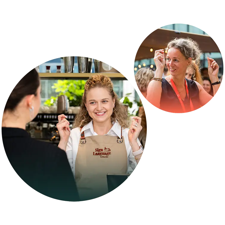Sign Language Coffee Bar, gebarentaal, barista, gebaarista, bedrijfsrestaurants, horeca Sign Language Coffee Bar, gebarentaal, barista, gebaarista, bedrijfsrestaurants, horeca